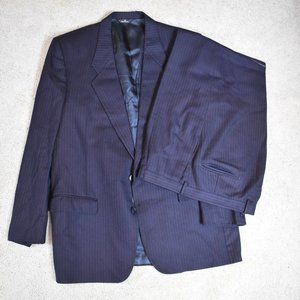 Lanvin Wool Blue Pinstripe Suit 48R